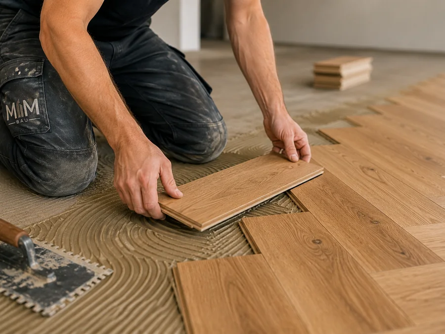 Detailaufnahme bei der Bodenmontage